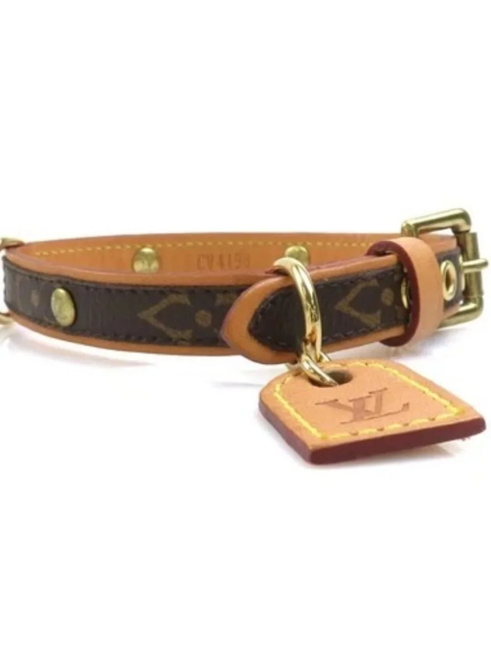 Auth LOUIS VUITTON Monogram Collier Baxter PM Dog Collar Brown M58072 - e61850r